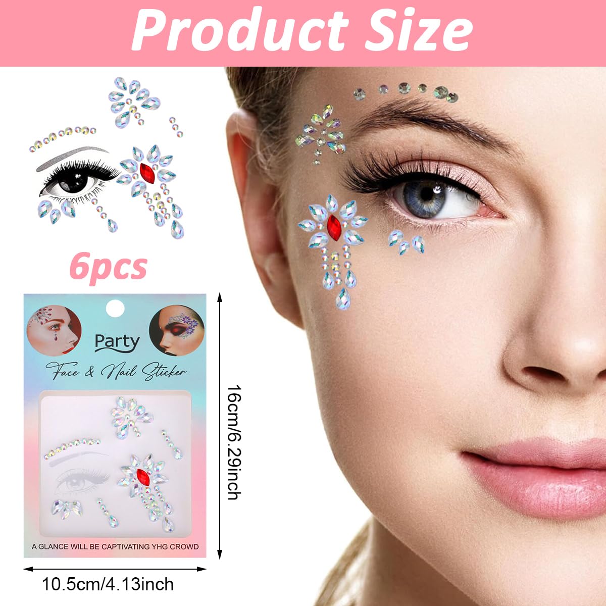 MAYCREATE Face Gems Rhinestone Face Decoration Jewelry Stickers For Women Girls, Mermaid's Tears Makeup Stickers Artist Temporary Eyes Decor Crystal Face Jewels for Festival, Party, Rave (Red) MAYCREATE Face Gems Rhinestone Face Decoration Jewelry Stickers For Women Girls, Mermaid's Tears Makeup Stickers Artist Temporary Eyes Decor Crystal Face Jewels for Festival, Party, Rave (Red)